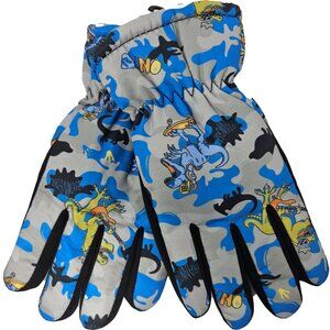 Kids Fur Lined Winter Ski Gloves, Blue